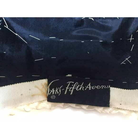 Vtg Saks Fifth Avenue Square Handmade Hat Fascinator Black Velvet And White main image 4